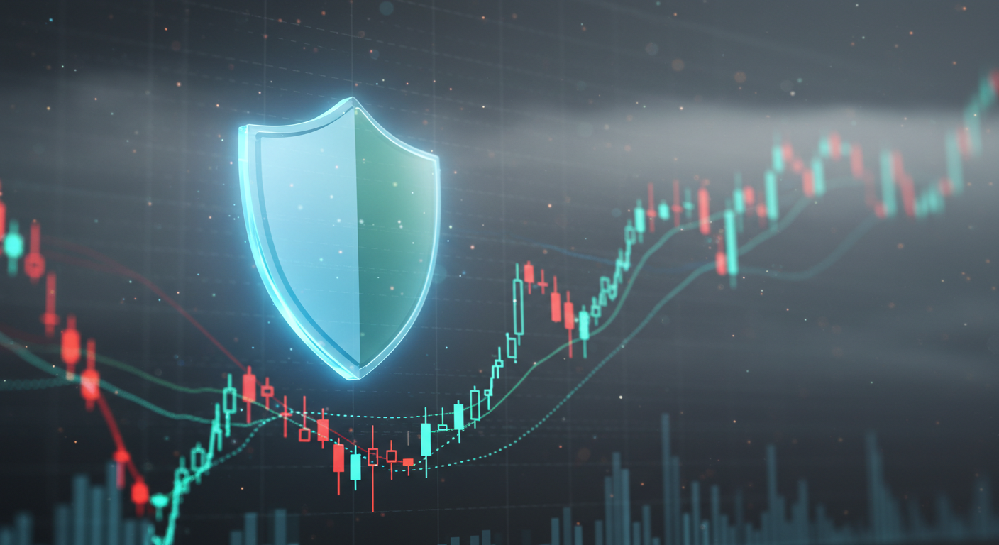 미국 주식시장 방어주 ETF 추천 본문 이미지 주식시장 차트에 방패가 올려진 모습