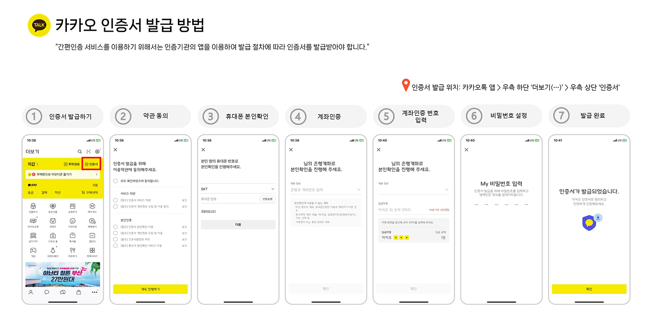 어르신 스포츠 상품권 카카오 인증서 발급 방법
